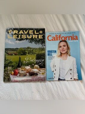 Travel + Leisure and California Magazine Bundle - Blue & Multicolor Covers